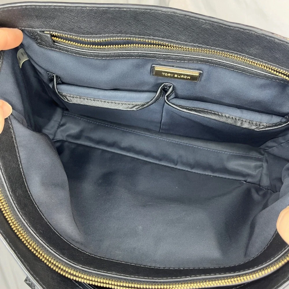 Tory Burch Tote Bag Black Saffiano Leather Shoulder Bag‎ Work Travel